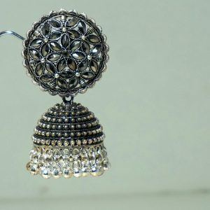 Silver Oxidised jhumka