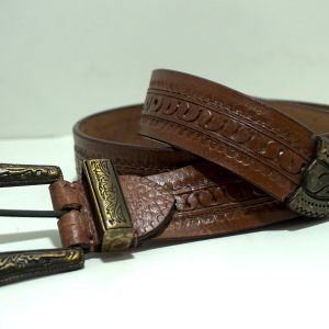 Men Casual, Party, Formal Texture Brown Genuine Leather Belt
