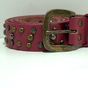 Women Casual, Party, Formal Pink Stone & Genuine Leather Belt
