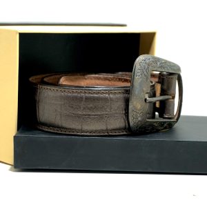 Men Casual, Party, Formal Texture Metallic Brown Genuine Leather Belt
