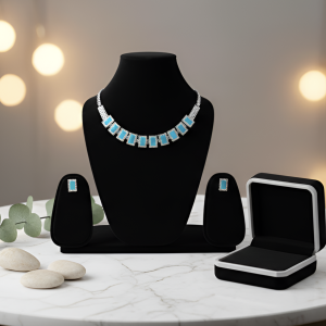 Light Blue AD Jewellery Set