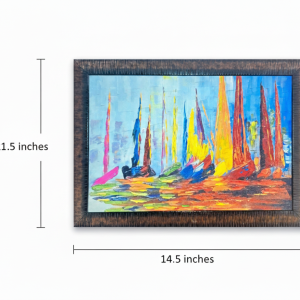 Artistic Ocean and Boats Glossy Painting