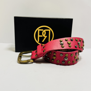 Women Casual, Party, Formal Pink Stone & Genuine Leather Belt