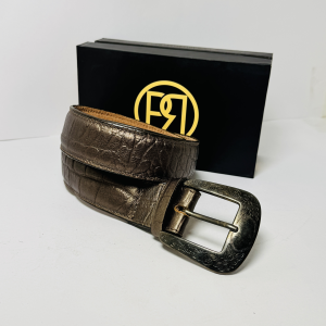 Men Casual, Party, Formal Texture Metallic Brown Genuine Leather Belt