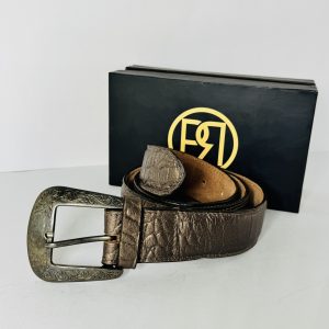 Men Casual, Party, Formal Texture Metallic Brown Genuine Leather Belt